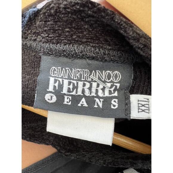 Gianfranco Ferre Jeans 2XL Embroidered Emblem Velour Sweater GF Ferre - Picture 5 of 7